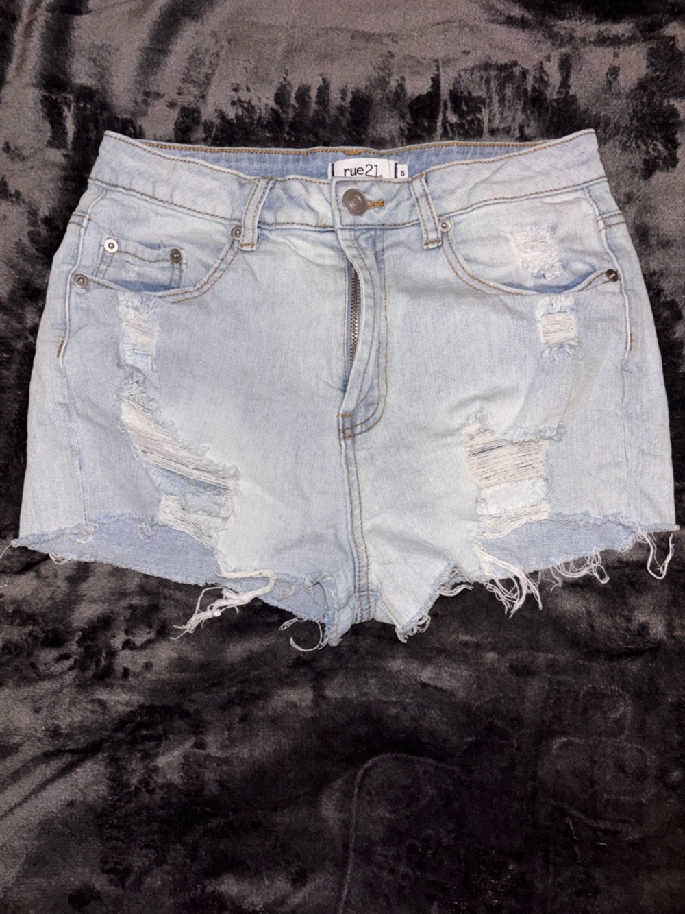 rue21 Light Blue High-Waist Denim Shorts